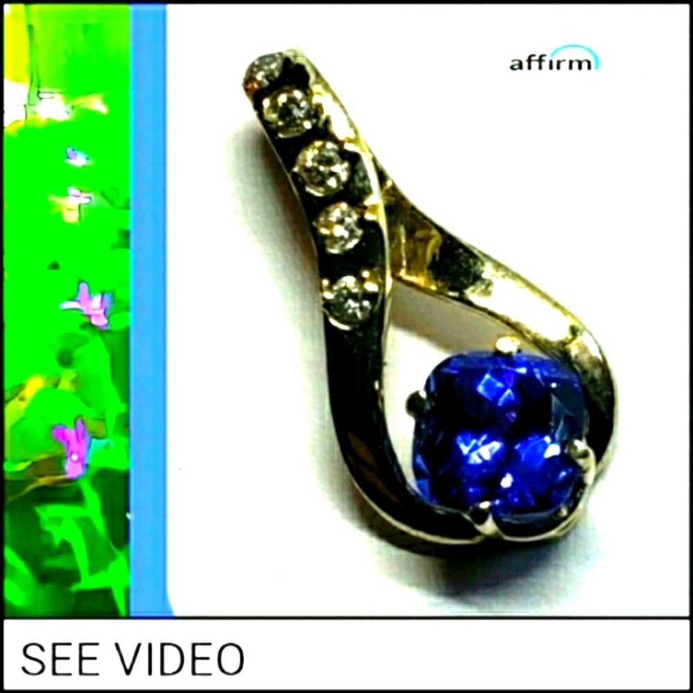 Tanzanite w Diamond Accents Solid 14KWG Pendant